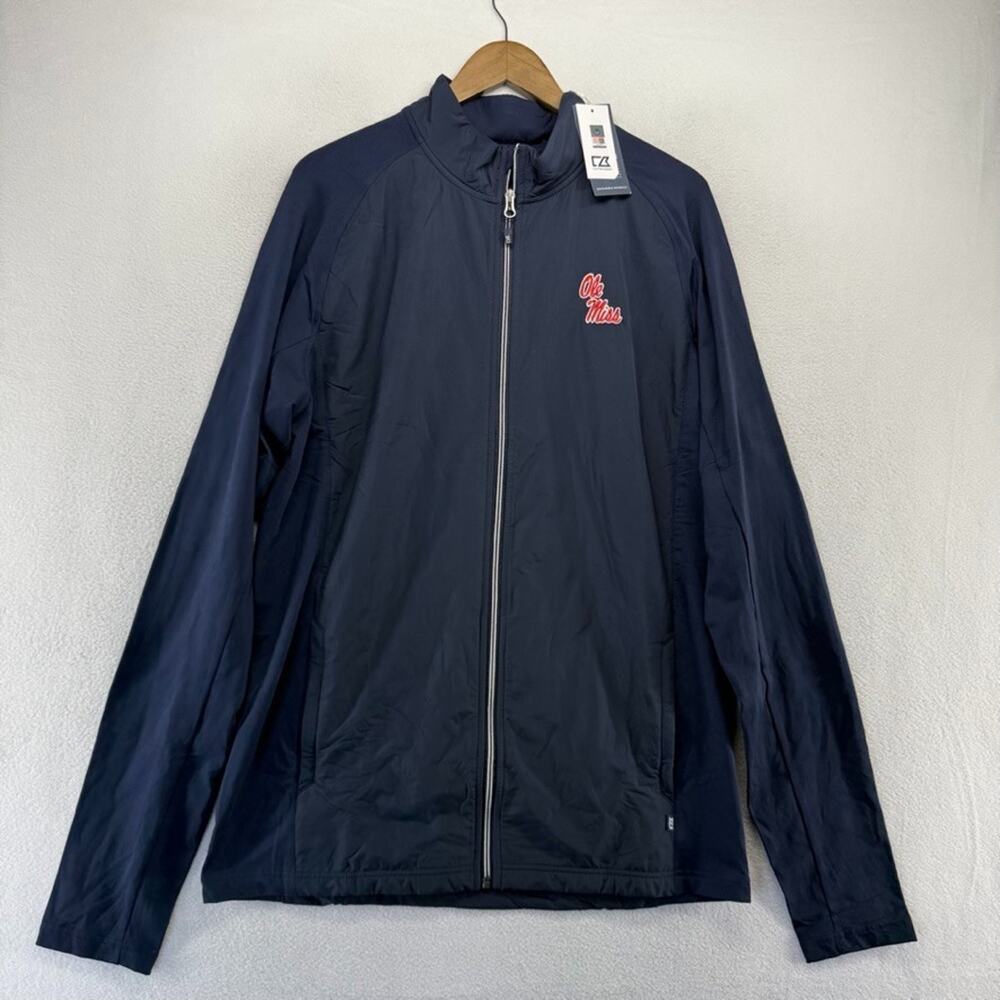 Ole Miss Jacket Men's Large Tall Blue Full Zip Performance Tech Rebels NEW - Picture 2 of 8
